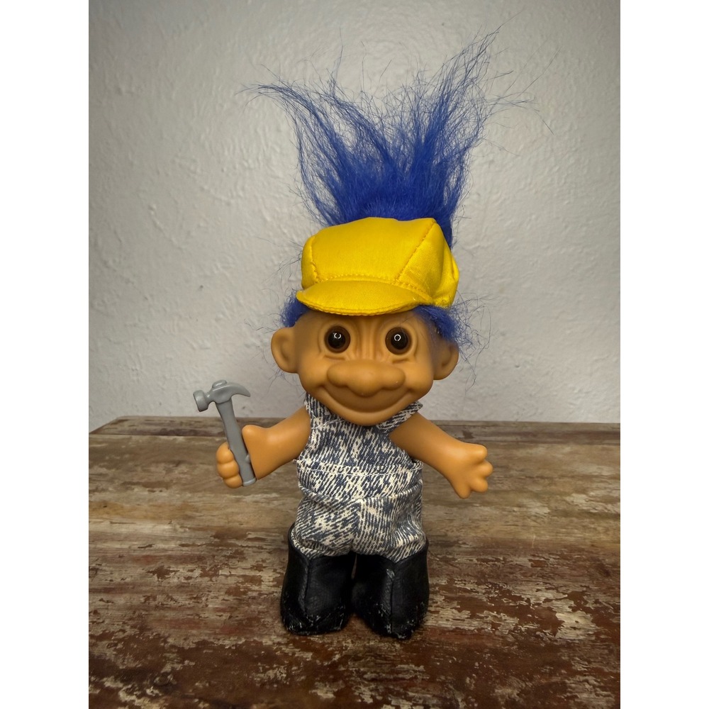 Vintage Russ Handyman Troll Doll Blue‎ Hair Original Clothes 90s Collectible